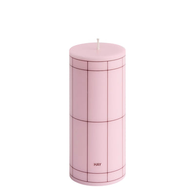 HAY Svíčka Column, Small, Pink / Bordeaux Grid - DESIGNSPOT