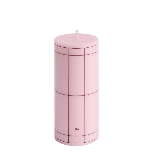HAY Svíčka Column, Small, Pink / Bordeaux Grid - DESIGNSPOT