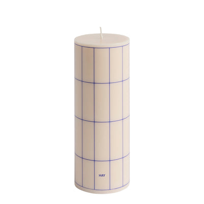 HAY Svíčka Column, Medium, Off-White / Blue Grid - DESIGNSPOT