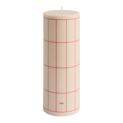 HAY Svíčka Column, Large, Off-White / Red Grid - DESIGNSPOT