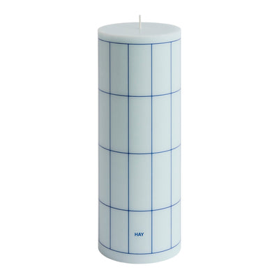 HAY Svíčka Column, Large, Light Blue / Red Grid - DESIGNSPOT