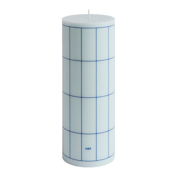 HAY Svíčka Column, Large, Light Blue / Red Grid - DESIGNSPOT