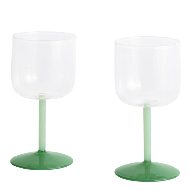 HAY Sada skleniček na víno Tint, 2ks, Clear / Green - DESIGNSPOT