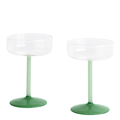 HAY Sada skleniček Tint Coupe, 2ks, Clear / Green - DESIGNSPOT