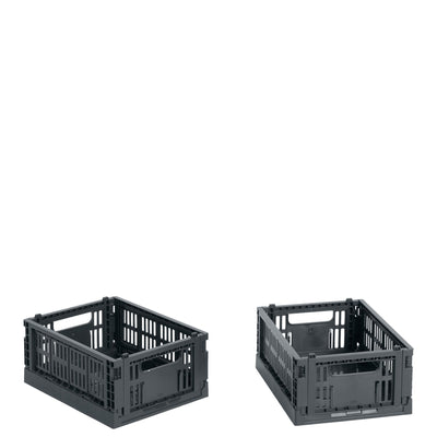 HAY Úložné boxy Colour Crate, Mini, 2 kusy, Charcoal - DESIGNSPOT