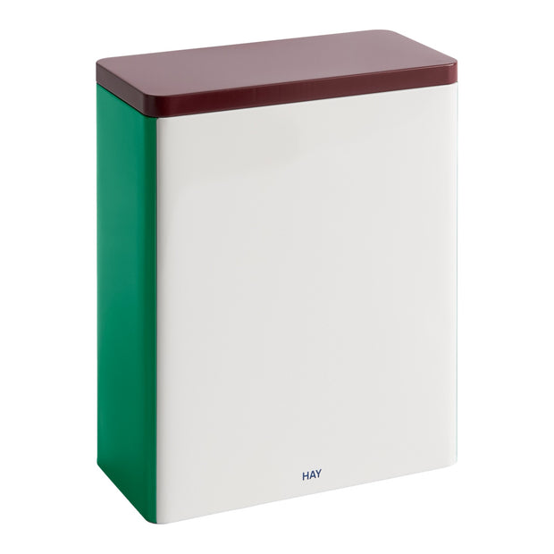 HAY Plechová dóza Tin, X-large, Burgundy / Off-white / Green - DESIGNSPOT