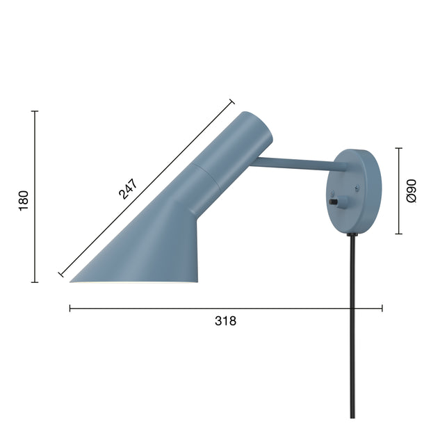 Louis Poulsen Nástěnná lampa AJ, Dusty blue - DESIGNSPOT