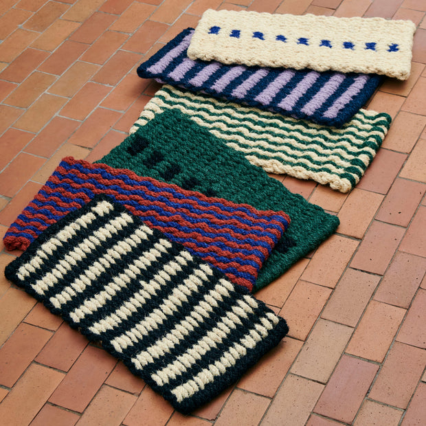 HAY Rohožka Coco, Wave, Brown and Navy - DESIGNSPOT