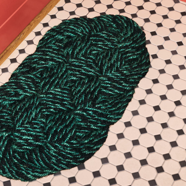 HAY Rohožka Coco, Swirl, Green and Black - DESIGNSPOT