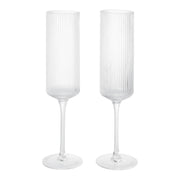 Ferm Living Skleničky na šampaňské Ripple Flutes, Clear, sada 2 kusů - DESIGNSPOT