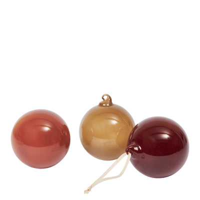 Ferm Living Skleněné ozdoby Glass Baubles, Large, Roseate Opaque, Set 3 kusů - DESIGNSPOT