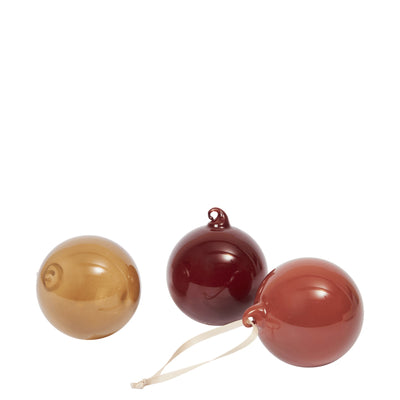 Ferm Living Skleněné ozdoby Glass Baubles, Medium, Roseate Opaque, Set 3 kusů - DESIGNSPOT