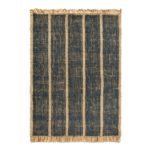 Ferm Living Koberec Athens Stripes, Natural / Ink Blue - DESIGNSPOT