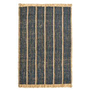 Ferm Living Koberec Athens Stripes, Natural / Ink Blue - DESIGNSPOT