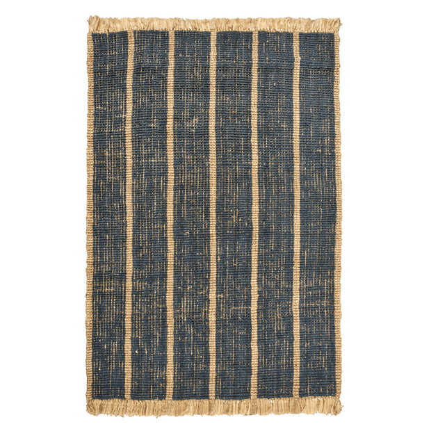 Ferm Living Koberec Athens Stripes, Natural / Ink Blue - DESIGNSPOT