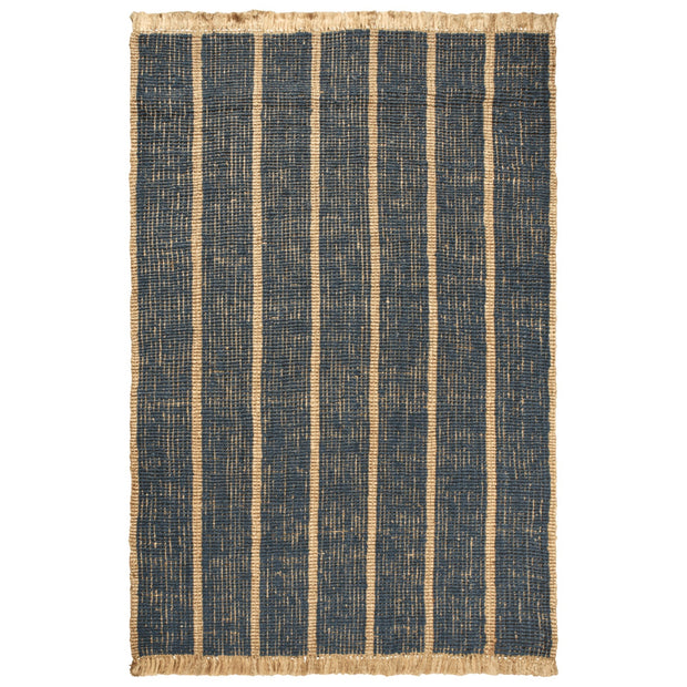Ferm Living Koberec Athens Stripes, Natural / Ink Blue - DESIGNSPOT
