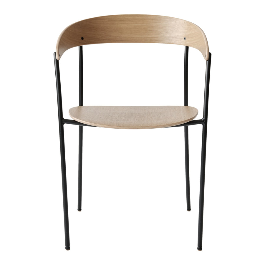 Jedálenská stolička s podrúčkami Missing, Lacquered Oak / Black