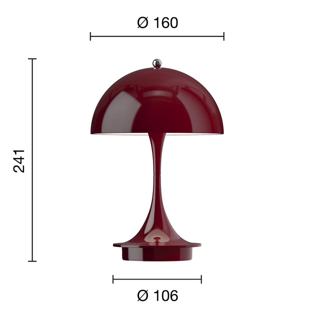 Louis Poulsen Přenosná lampa Panthella 160, Opaque burgundy - DESIGNSPOT