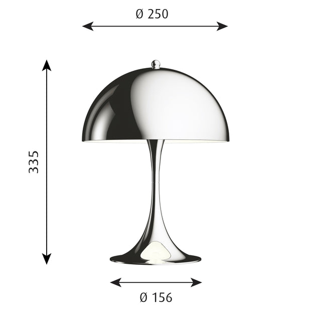 Louis Poulsen Stolní lampa Panthella 250, High lustre chrome plated - DESIGNSPOT