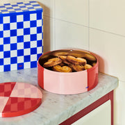 HAY Plechová dóza Tin, X-large, Blue / Off-white / Red - DESIGNSPOT