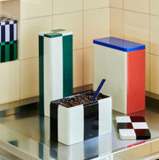 HAY Plechová dóza Tin, X-large, Blue / Off-white / Red - DESIGNSPOT