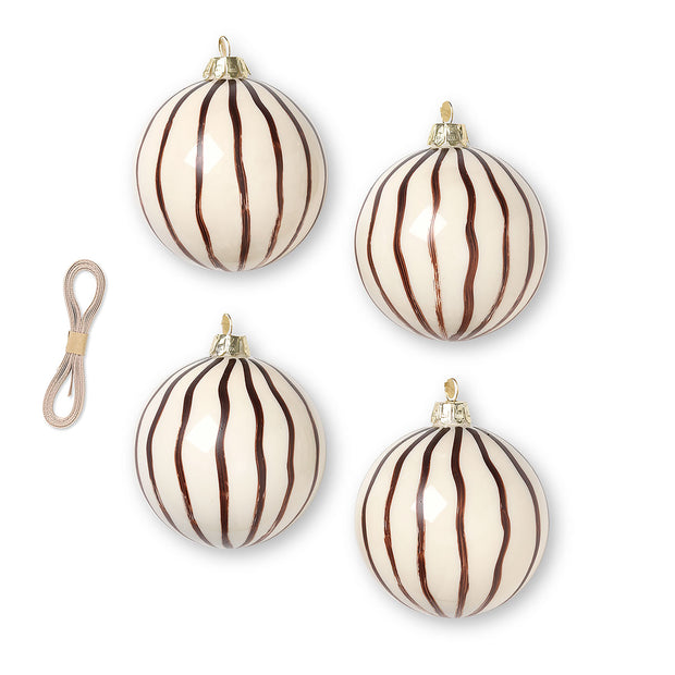 ferm LIVING Sada vánočních ozdob Glass Ornaments, 4 ks, Red Brown - DESIGNSPOT