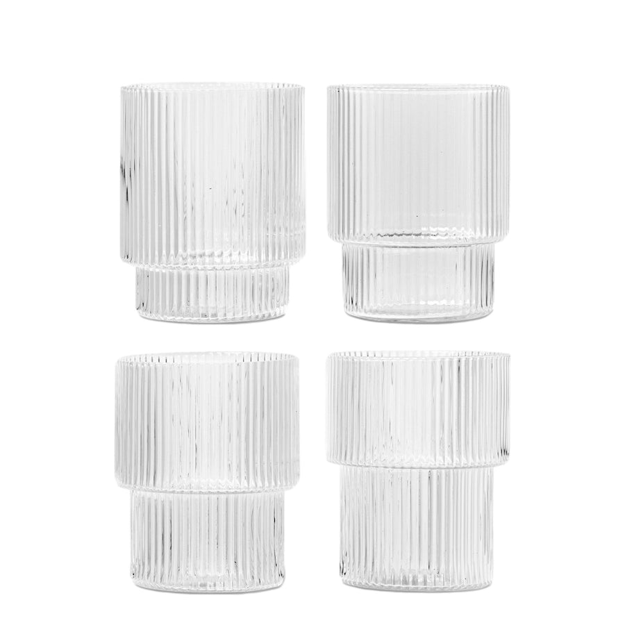 Poháre Ripple, Clear, sada 4 kusov