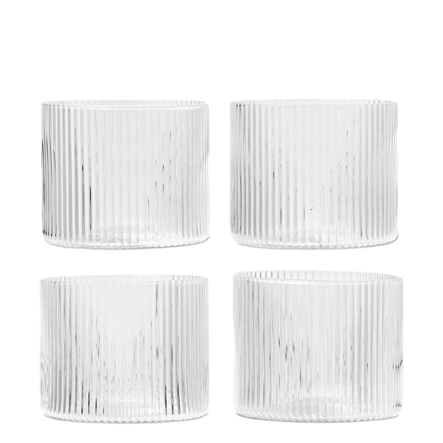 Nízke poháre Ripple, Clear, sada 4 kusov