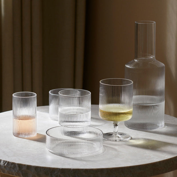 Ferm Living Skleničky na červené víno Ripple, Frosted, sada 2 kusů - DESIGNSPOT