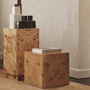 Ferm Living Odkládací stolek Burl Cube Side, Natural - DESIGNSPOT