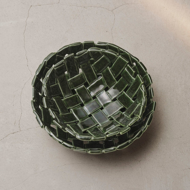 Ferm Living Mísa Plait Bowl Ø24, Emerald Green - DESIGNSPOT