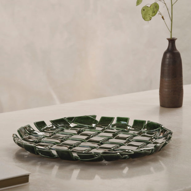 Ferm Living Mísa Plait Bowl Ø24, Emerald Green - DESIGNSPOT