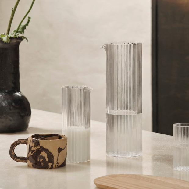 Ferm Living Skleničky na bílé víno Ripple, Clear, sada 2 kusů - DESIGNSPOT