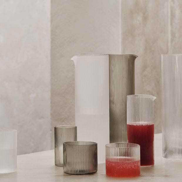 Ferm Living Skleničky na bílé víno Ripple, Clear, sada 2 kusů - DESIGNSPOT