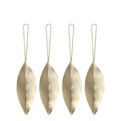 ferm LIVING Sada vánočních ozdob Leaf Brass Ornaments, 4 ks - DESIGNSPOT