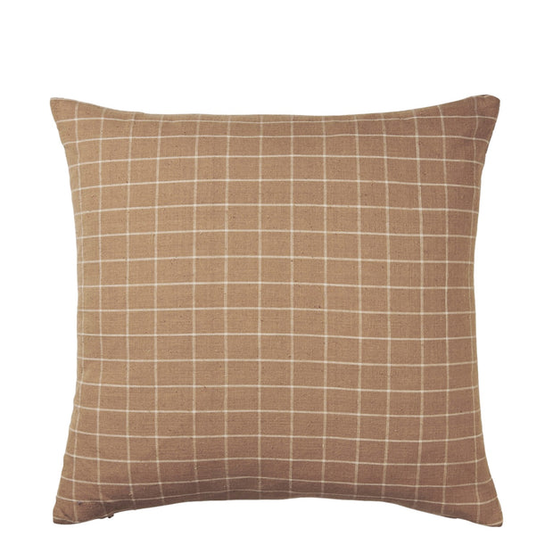 ferm LIVING Polštář Brown Cotton Cushion, Check - DESIGNSPOT