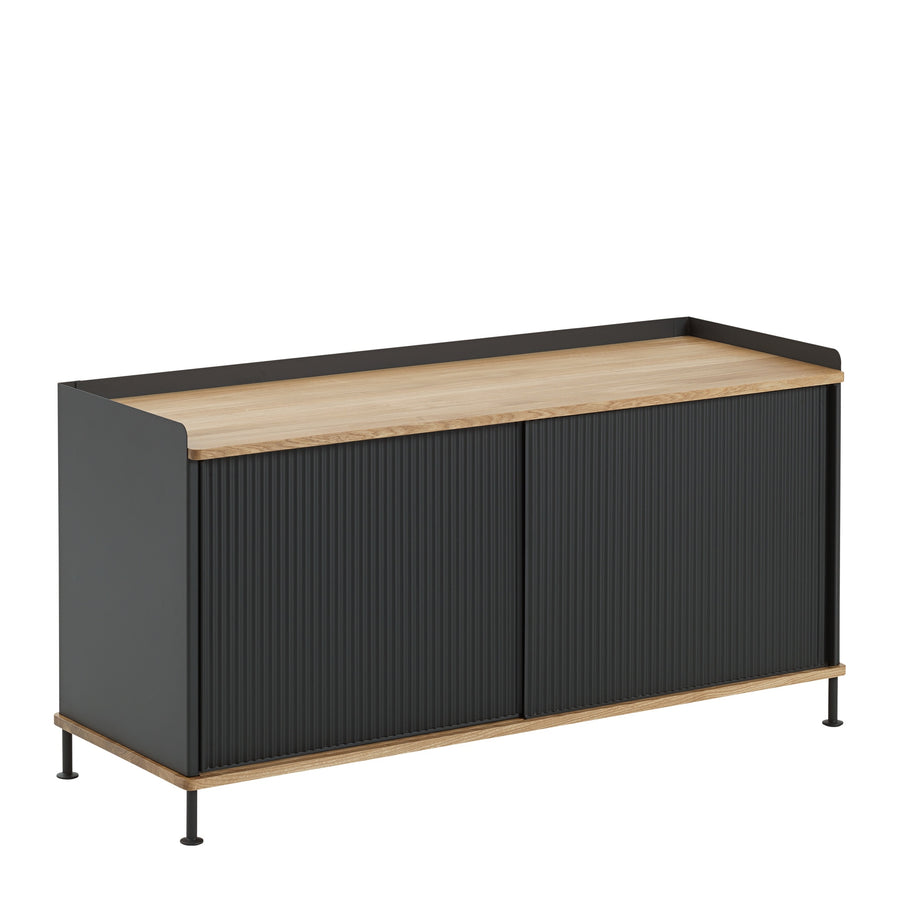 Komoda Enfold 124 x 45, Anthracite Black/Oak