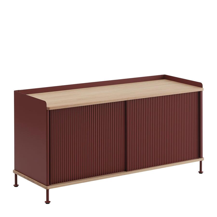 Komoda Enfold 124 x 45, Deep Red/Oak