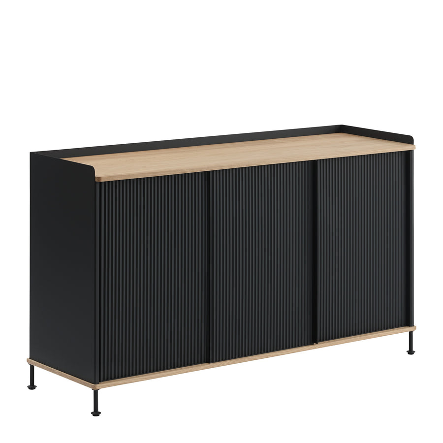 Komoda Enfold 148 x 45, Anthracite Black/Oak