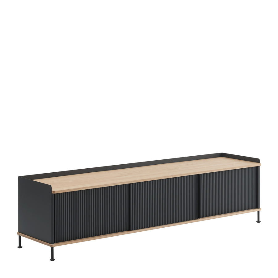 Komoda Enfold 186 x 45, Anthracite Black/Oak