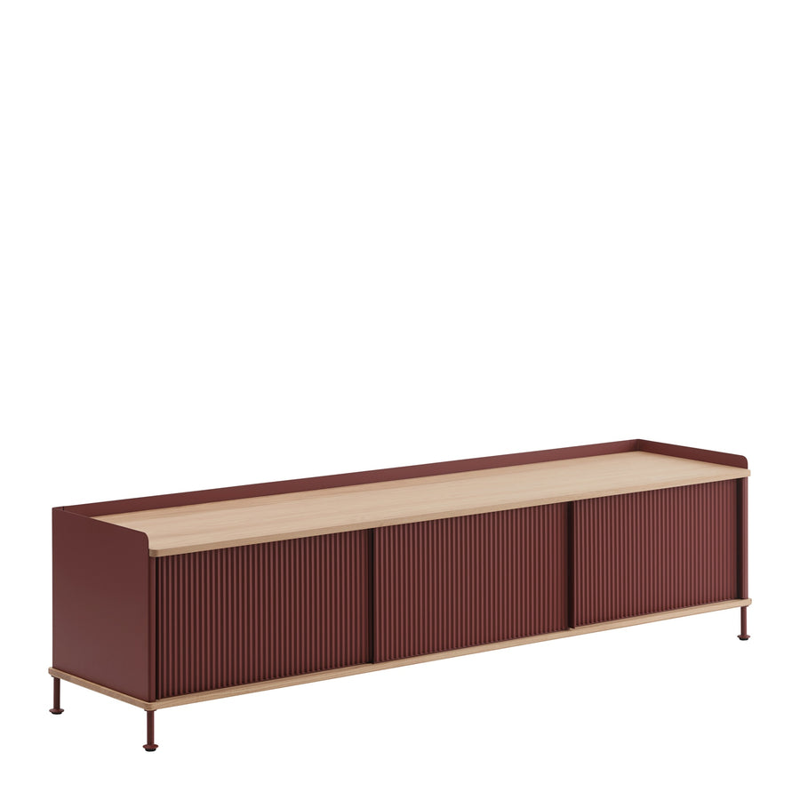 Komoda Enfold 186 x 45, Deep Red/Oak